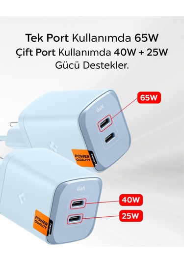 Spigen Arcstation Pro 65w Hızlı Şarj Adaptörü Sierra Blue Pe2204eu - Ach05165