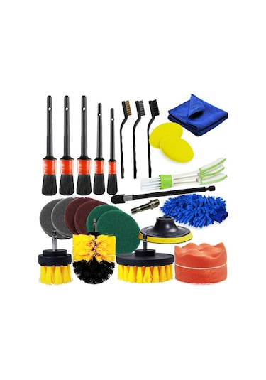 Reedark "26 Parçalı Araç Ve Ev Temizlik Seti - Matkap Fırçası Uçlu, Sünger Ve Mikrofiber Bezi Dahil"