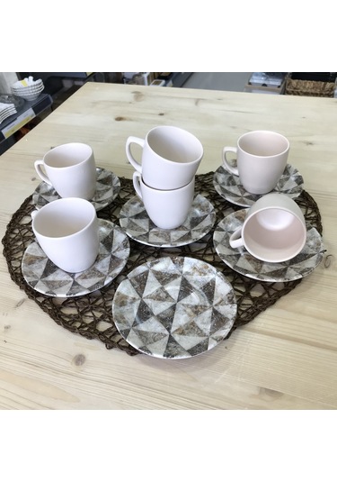 Keramika Kahve Fincan Takımı 12 Parça 17726 Mermer Desen