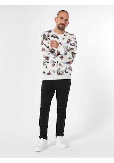 Colin's Regular Fit Baskılı Beyaz Erkek Sweatshirt CL1061632_Q1.V1_SNM