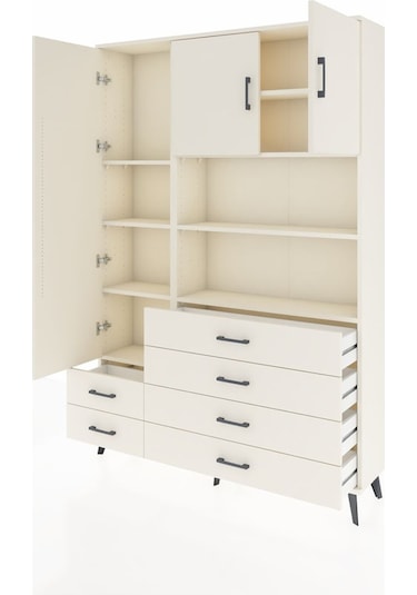 Arges Dolap 8 Raflı 6 Çekmeceli 3 Kapaklı 132x30x195 Aytaşı-a... Aytaşı