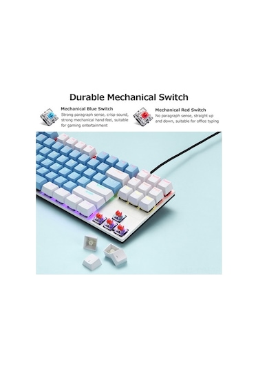 Dancemonkey İblancod K87 Klavye - Metal Panel, Renkli Işık, Mavi/rahat Anahtarlar