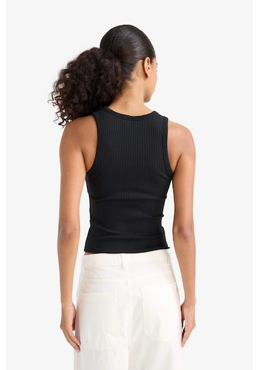 Defacto Slim Fit Dar Kesim Halter Yaka Fitilli Kaşkorse Atlet A8859ax25aubk81 Siyah