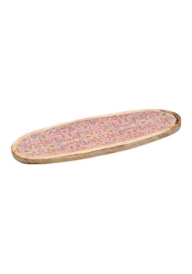 Vitale AK.Fq0010 Şiva Çiçek Desenli Oval Tabak Pembe