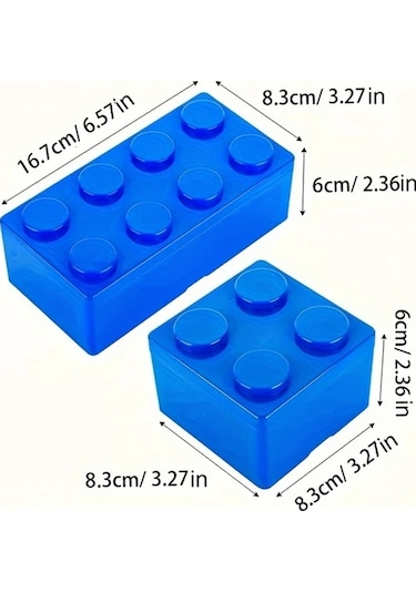 Zhanglei001 Mavi Kare Yaratıcı Lego Kozmetik Organizatörü, Plastik Makyaj Saklama Kutusu, Kompakt Masaküstü Aksesuar Mavi