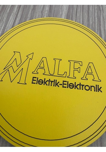 10'lu Kişiye / Şirkete Özel Logolu Bardak Altlığı Seti Lazer Kesim Kurumsal Hediye 9 Cm Sarı