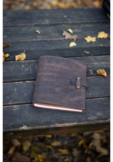 Kişiye İsme Özel Hakiki Deri A5 Defter / Ajanda Kestane