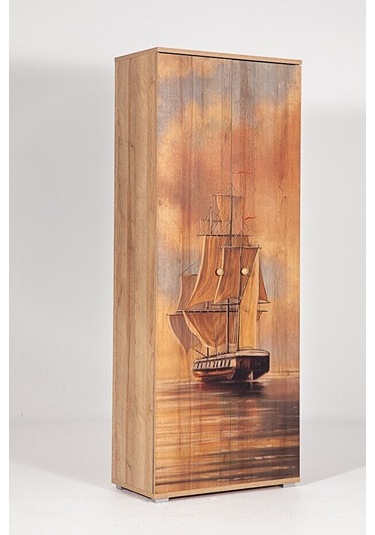 Nora Okyanus 5 Raflı 2 Kapaklı Ayakkabılık Çok Amaçlı Dolap Kahverengi