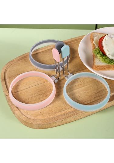 Silikon Yumurta Halkaları, Sızdırmaz Sıvı Yumurta Halkası Kalıbı, Geliştirilmiş Yapışmaz Yumurta Kızartma Tavası Pankek Ve Kahvaltı Sandviçleri İçin Gri