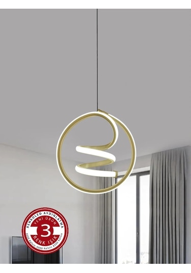 Renkoled Aydınlatma 3 Renk Modern Sarkıt Led Avize Gold Kasa Altın - Gün Işığı