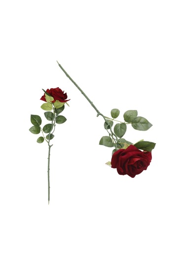 T.concept Dekoratif Dayanıklı Zarif Tek Dal Gül Yapay Kırmızı Renk