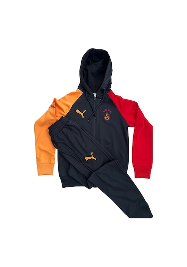 Kısmet Sepeti Siyah Kapüşonlu Rüzgar Geçirmez Kumaş İçi İnce Pamuk Kaplı Sarı Kırmızı Nakış İşlemeli Çocuk Eşofman Takımı Sarı - Kırmızı -siyah