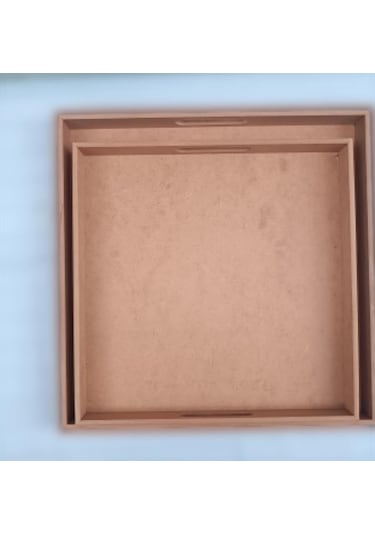 Hobi Dekoratif Tepsi Takım İkili Model HAM Ahşap MDF El Yapımı