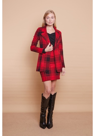 Kışlık Likralı Yünlü Kumaş Yüksek Bel Diz Üstü Kalem Etek-Bordo D