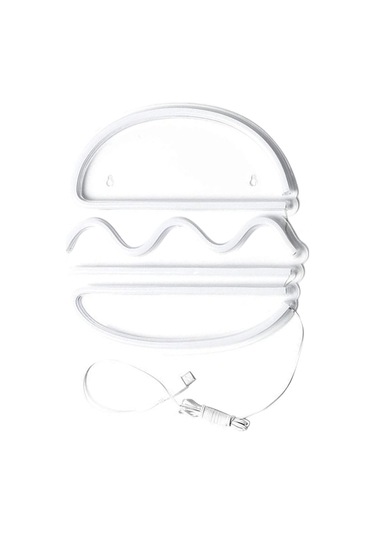 Soulader Hamburger Şeklinde Neon Işık Dekor Çocuk Odası Genç Odası Duvar Aydınlatması Beyaz