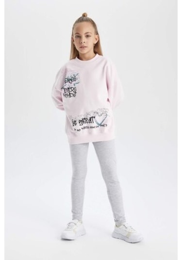 DeFacto Kız Çocuk Tayt B7786A8NSGR93 Gri