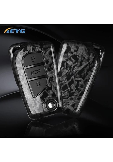 Dashanshop Karbon Fiber Abs Araç Anahtar Kılıfı 3 Tuşlu Çizilmeye Dayanıklı 2012-2024 Rav4 Corolla