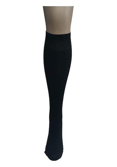 12'li Set Diz Altı Kalın Ten Göstermeyen Kadın Masaj Çorap-siyah Siyah
