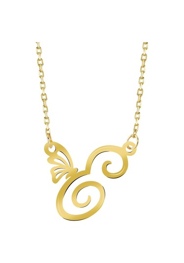 925 Ayar Gümüş E Harfi Kelebek Kolye (509858282)