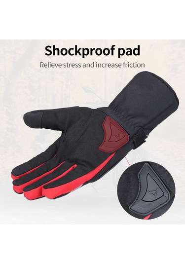 Xindoker Kış Motosiklet Eldiveni, Gece Yansıtıcı, Dokunmatik Ekran Uyumlu, Su Geçirmez, Soğuk Hava İçin Kırmızı-m