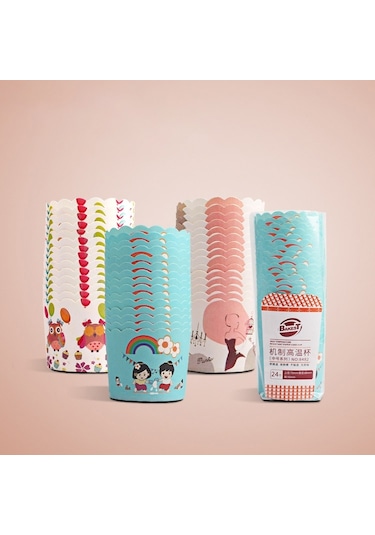 24pcs / Paket Yuvarlak Laminasyon Kek Bardağı Çikolata Kekleri Çikolata Kek Astarı Pişirme Fincanı, Boyut: 7 X 6 X 5.5cm, Rastgele Renk Dağıtım Diğer