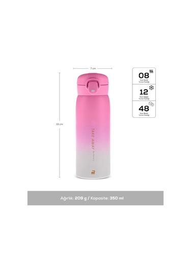 Karaca Skyfall Çelik Sızdırmaz Termos 350 Ml Fuşya Fuşya