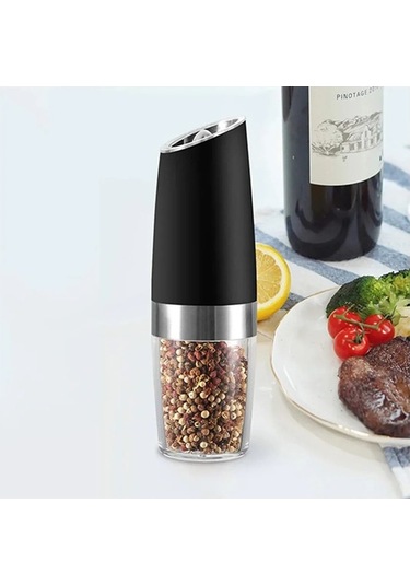 Novahub Pratik Otomatik Baharat Değirmeni - Eğimle Çalışan, Ayarlanabilir Öğütme, Büyük Kapasiteli Siyah Siyah