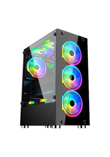 Gameforce Glass 4 x 120 MM RGB Kontrolcü ve Kumandalı Fanlı Oyuncu Kasası