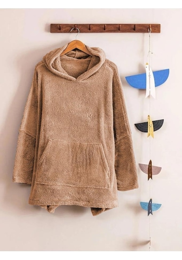 Mulberry Çocuk Giyilebilir Battaniye Wellsoft Unisex Oversize Deve Tüyü