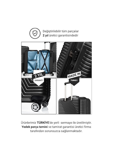 G&d Polo Suitcase Abs 3'lü Siyah Lüx Valiz Seyahat Seti 600.01-set Siyah