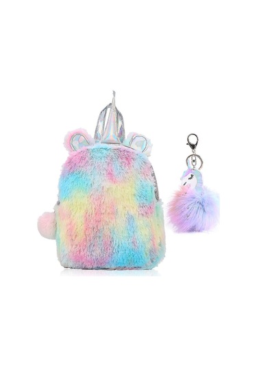 Unicorn Kız Okul Çantası Peluş Sırt Çantası Çocuk Fermuarlı Hafif Sırt Çantası Tek Beden Diğer