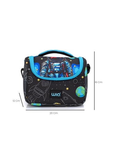 Wia Erkek Çocuk Astronot Desenli 3'lü Okul Çanta Seti Siyah