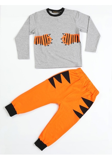 Casabony Tiger Paws Turuncu Pantolon+T-Shirt Takım-Turuncu