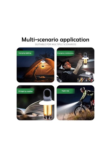 Led Şarj Edilebilir El Feneri Kamp Feneri 5 Mod Süper Parlak Beyaz - Gri