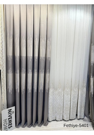 Nivemeshome Fethiye 614178 Gri V-5401 1/3 Sık Pileli Fon Perde Apm Gri