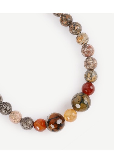 Yargıcı Yuvarlak Formlu Doğal Taş Kolye 25kkbj8158x 005 Renkli