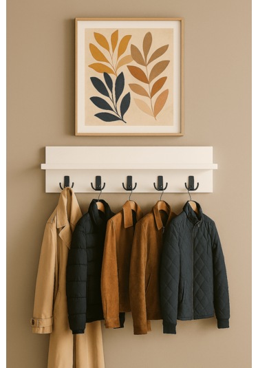 Portmanto Duvar Askılığı Beyaz Beyaz