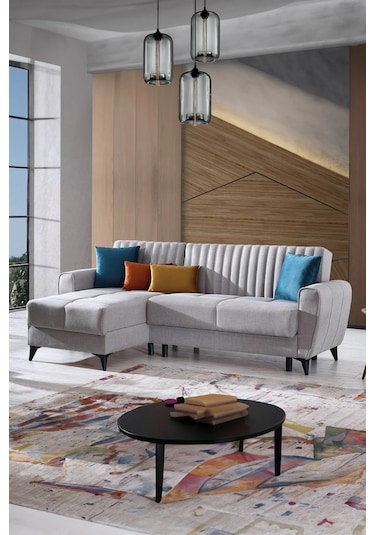 Nice Yataklı Köşe Koltuk Takımı - Gri