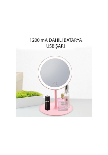River World Makyaj Aynası Parlaklık Ayarlı Dokunmatik Pembe