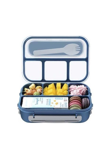 Ebitda Japon Öğle Yemeği Kutusu, Bölmeli, Mavi 1.3l, 22.6x16.1x6.5cm, Öğrenci Ve Kamp İçin Lacivert Mavi