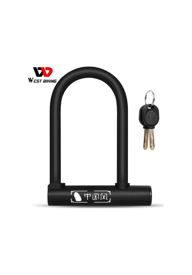 Batı Bisiklet Bisiklet U Kilidi Dayanıklı Çinko Alaşımı Mtb Yol Bisikleti Asma Kilit Anti-hırsızlık Emniyet Kilidi Motosiklet E-bisiklet Bisiklet Aksesuarları Siyah