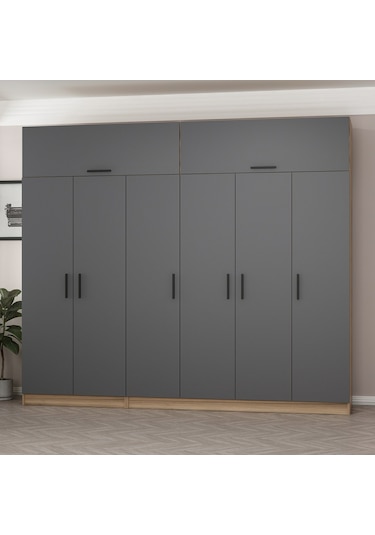 Minar Kale 6 Kapaklı 2 Ç Dolap Ve Yüklük Dore Antrasit 235cm