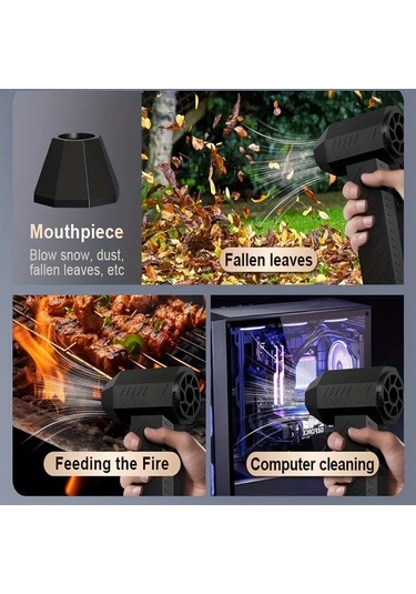 Honeybeeshop Siyah Elektrikli Hava Ufleyici 130000rpm Super Guclu Kablosuz Sarj Edilebilir Fircasiz Motorlu 3 Kademeli Toz Ufleyici Bilgisayar Klavye Ve Dis Mekanlar Icin