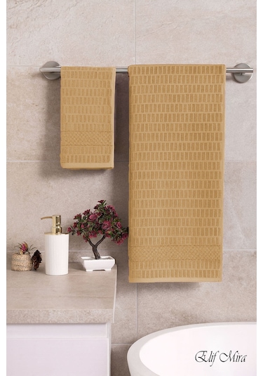 Banyo Havlu Seti %100 Pamuk 2 Parça 50 90 + 90 150 Cm Soft Comfort Kahverengi