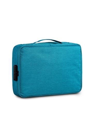 Konesam Su Geçirmez Oxford Doküman Çantası, Şifreli Kilitli, 3 Katlı Büyük Kapasite, Pasaport Ve Belgeler İçin Organizatör, Mavi Çok Renkli