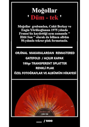 Moğollar Düm Tek Renkli Plak Limitli Baskı