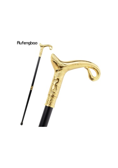 Altın Lüks Kavisli Baston Centilmen Zarif Şık Dekoratif Baston Altın