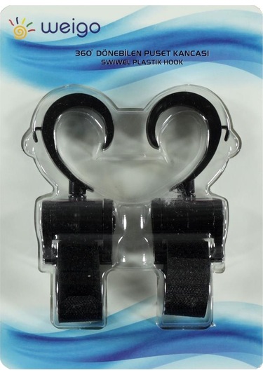 Weigo Döner Başlıklı Puset Kancası - Bebek Arabası Askı Aparatı - Siyah Standart Siyah