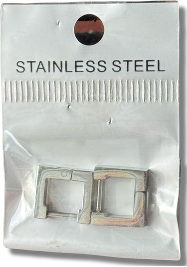 Küçük Kare Klasik Çelik Küpe Gri