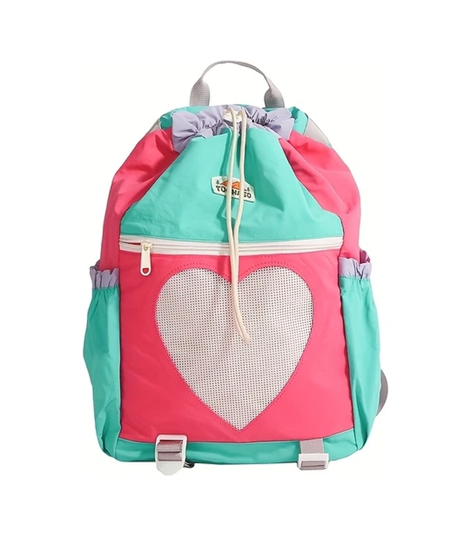 Elmpaly Gül Kırmızısı Hafif Okul Sırt Çantası Dayanıklı Polyester Ayarlı Askı Gül Kırmızısı